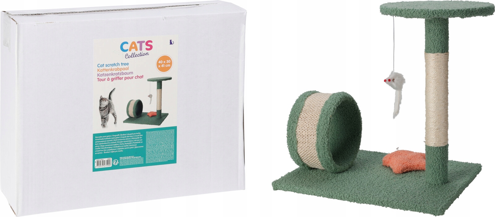 Levně Škrabadlo pro kočky s plošinou a myškou – Hrací centrum 41 cm