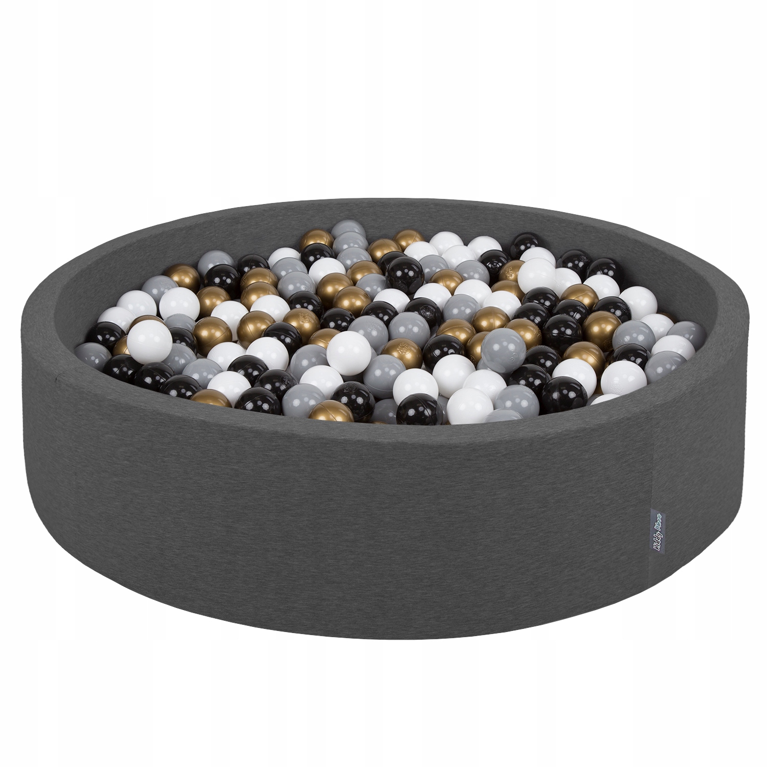 KiddyMoon Suchy Basen 120x30 Dla Dzieci Okrągły Duży 600 Kulek ciemnoszary