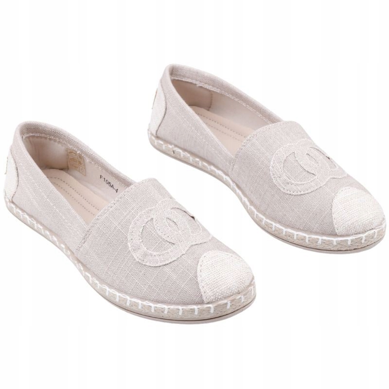 BEŻOWE ESPARDYLE DAMSKIE PÓŁBUTY WSUWANE PŁASKIE WKŁ. EKOSKÓRA WYGODNE Rozmiar 40