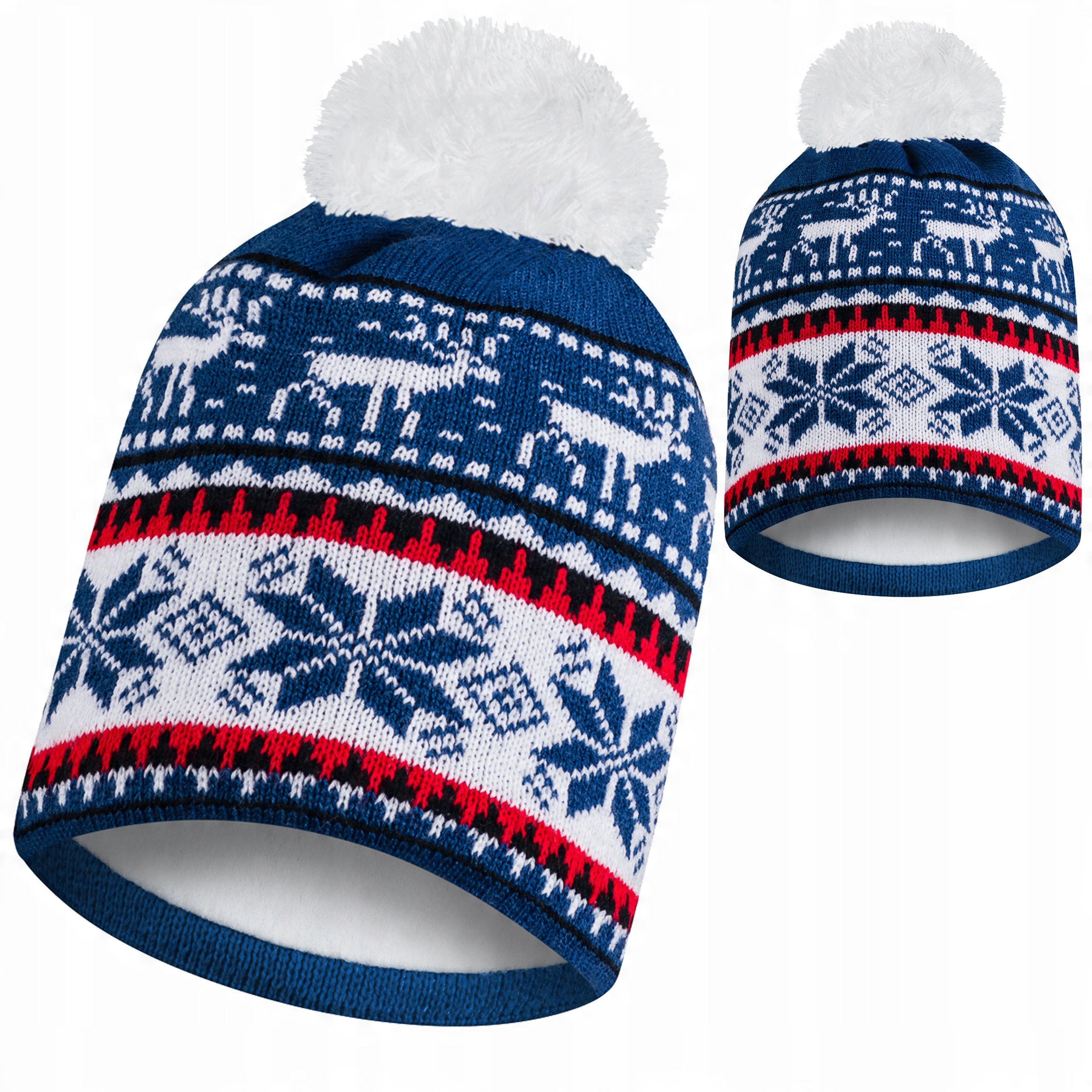 

Czapka zimowa jeans z pomponem polar termoaktywny