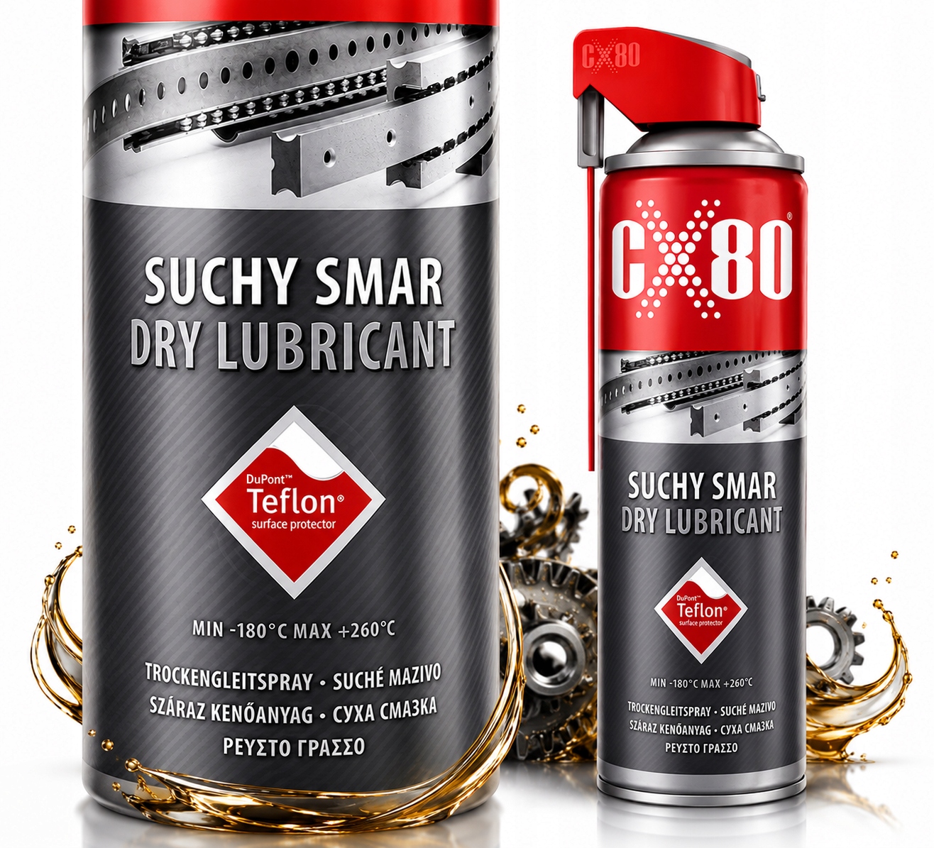 CX80 Suchy Smar Ptfe Teflon 500ML Duospray Smarujący Ochronny