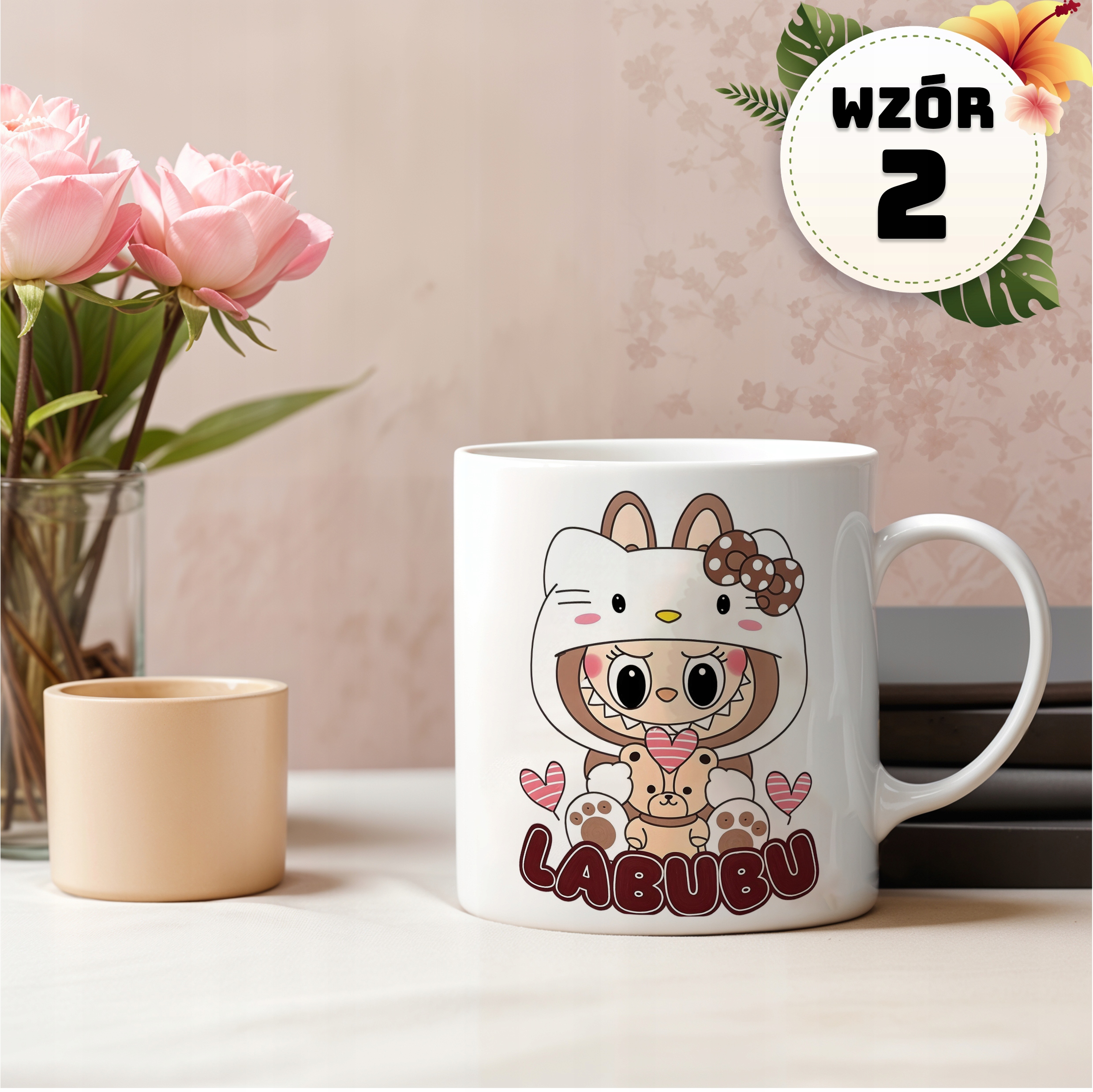 KUBEK DLA DZIECKA LALKA LABUBU MASKOTKA POTWÓR LAFUFU PREZENT DO SZKOŁY HIT Wzór dominujący Bez wzoru