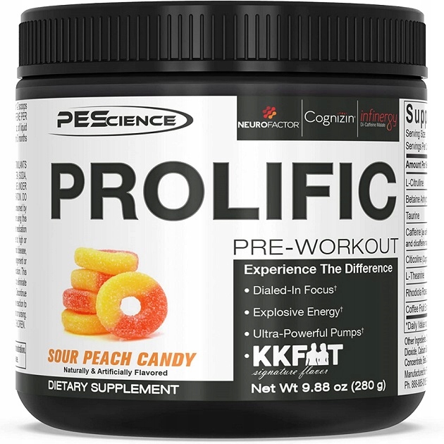 PEScience Prolific, Sour Peach Candy, prášek, 280 g