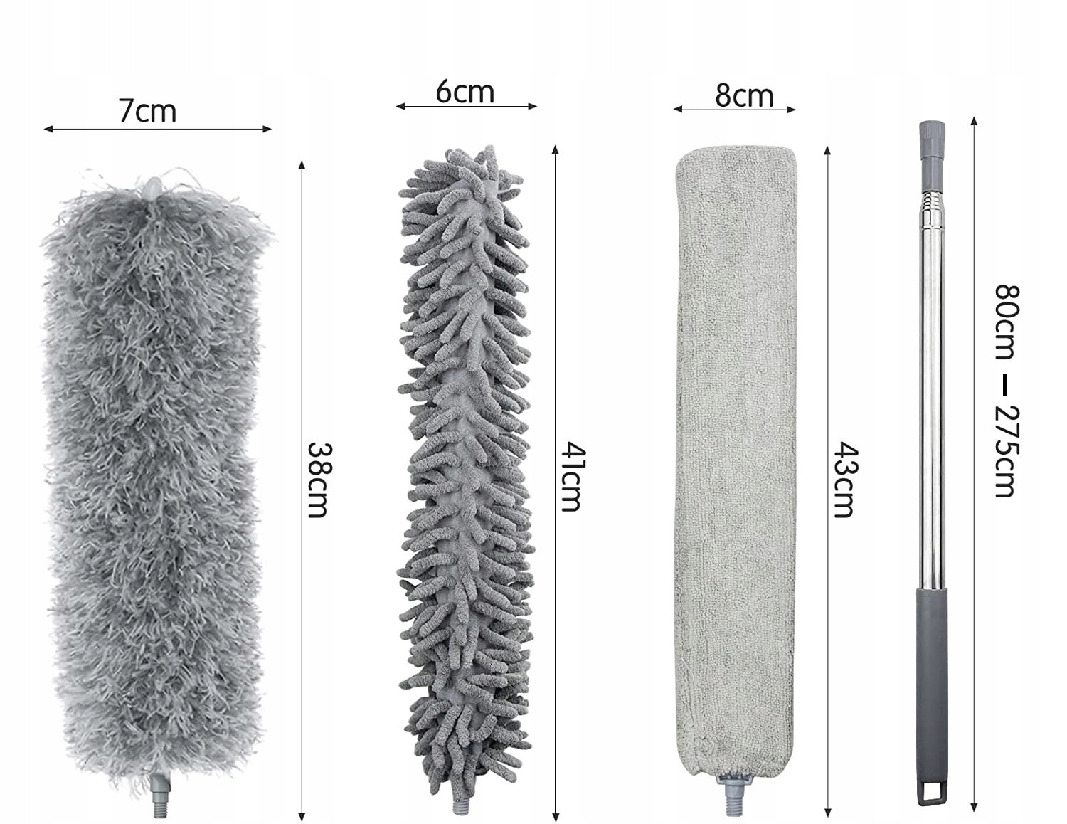 SZCZOTKA TELESKOPOWA DO KURZU DŁUGA MIOTEŁKA 3w1 Kolor szary