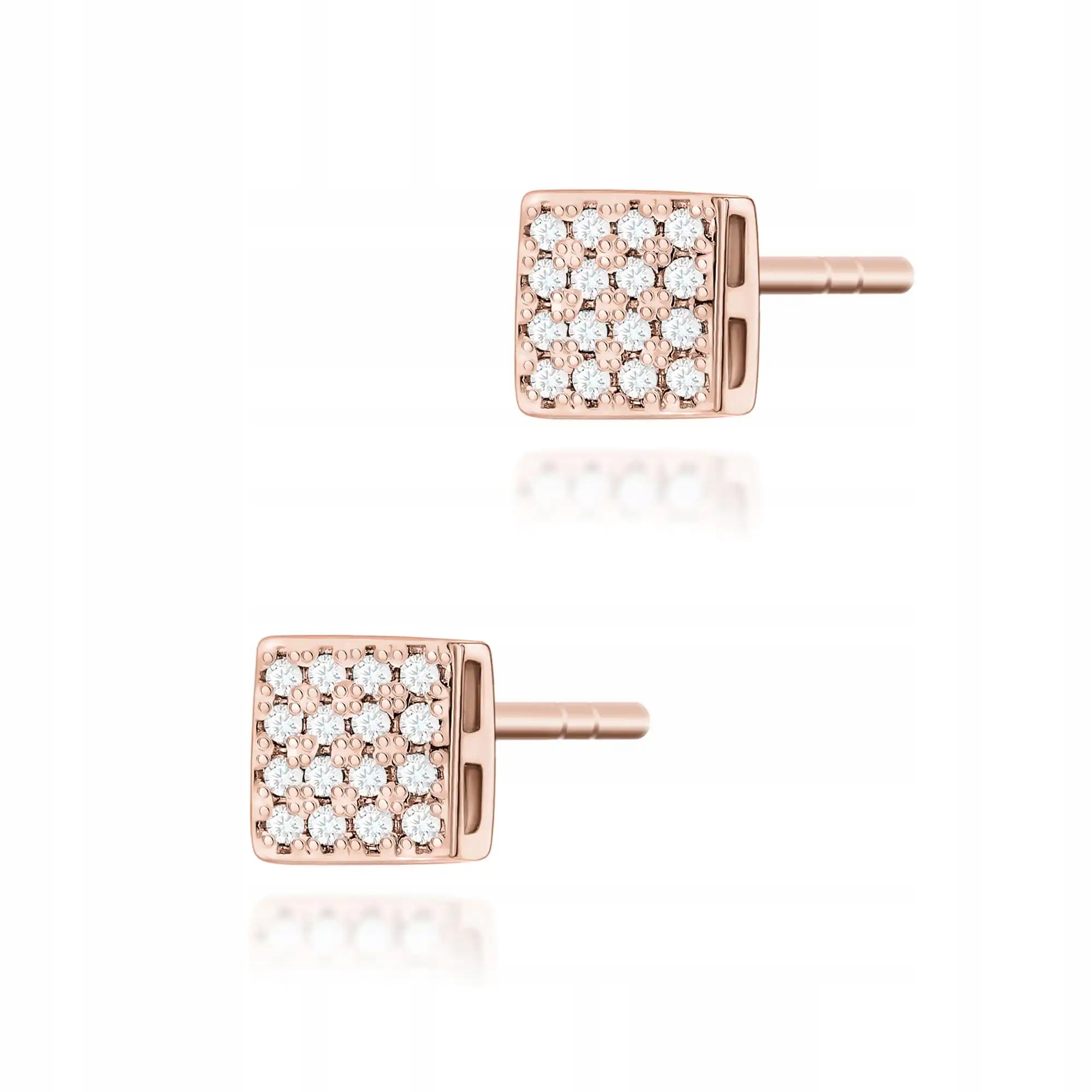 Dámské zlaté Náušnice 585 s diamanty, růžové zlato, ideální jako dárek