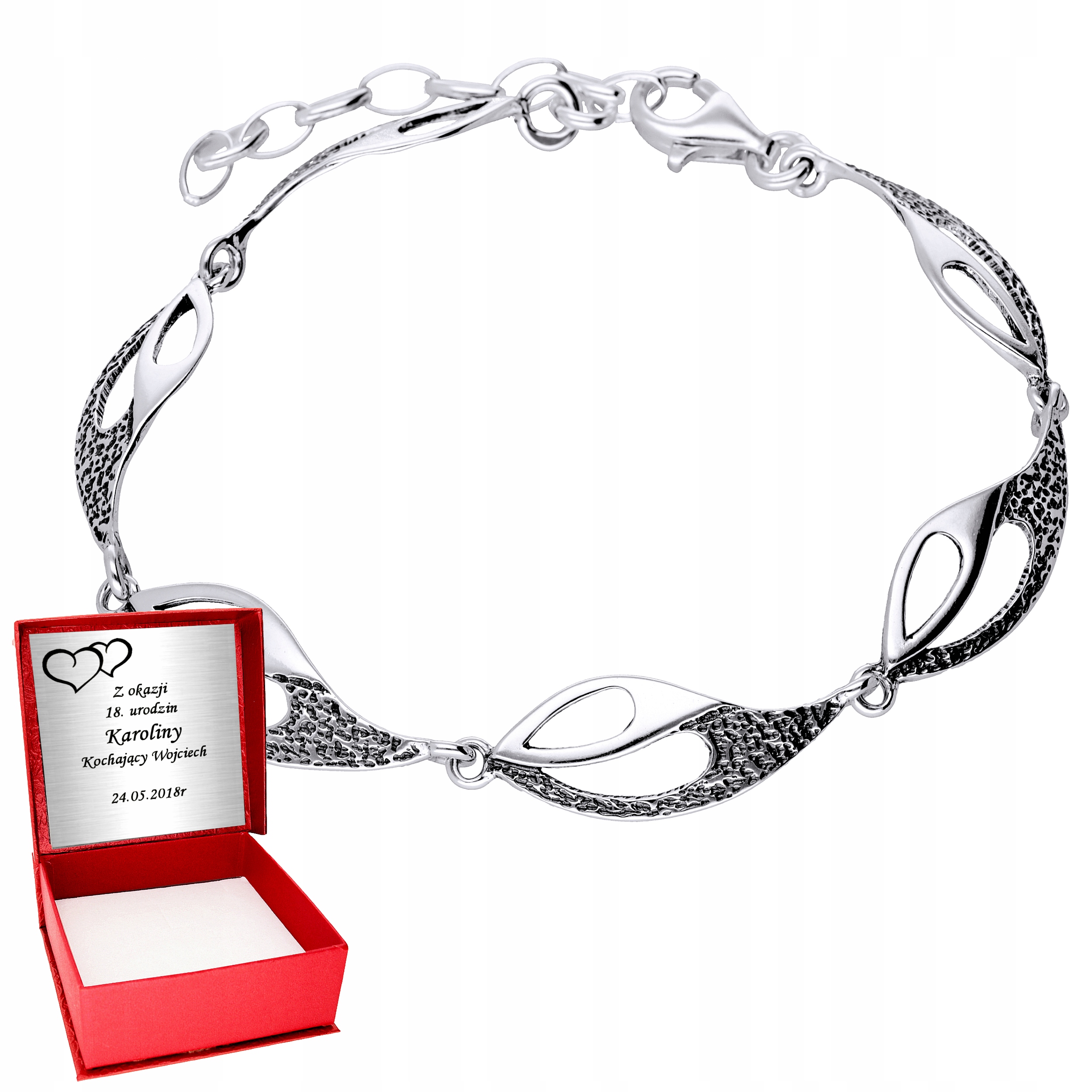 Srebrna bransoletka 925 Łezki Skrzydła Srebro dla kobiety