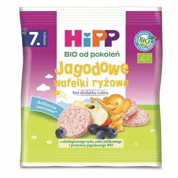 4x 30g HIPP Jagodowe wafelki ryżowe BIO Wyrób medyczny nie