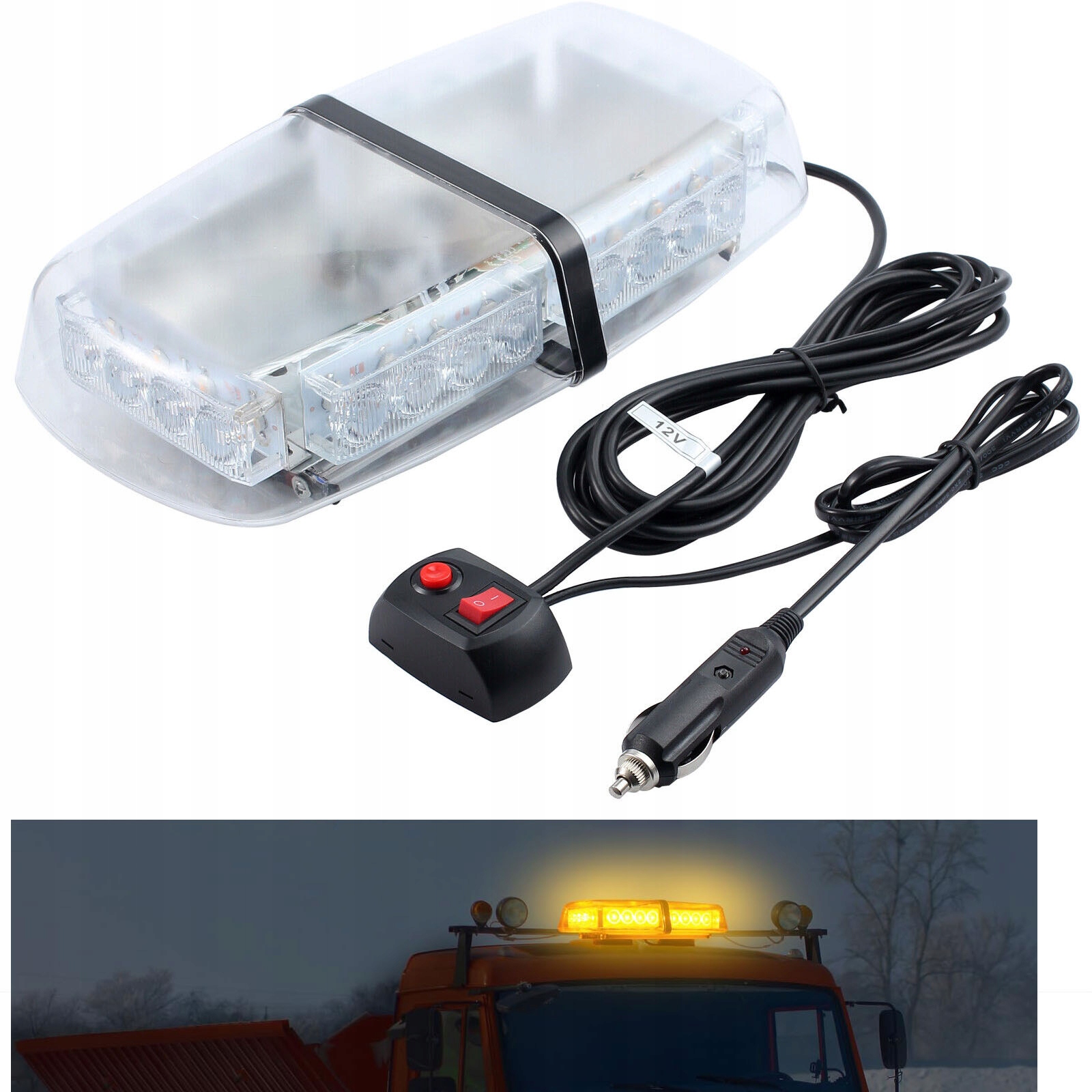 Otočná výstražná lampa 24 Led nouzové výstražné světlo 12V/24V