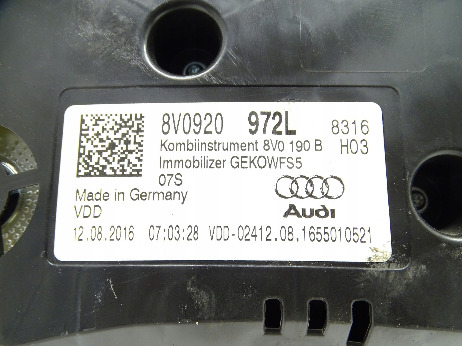 dials clock AUDI A3 8V LIFT 2.0 TDI 8V0920972L UK