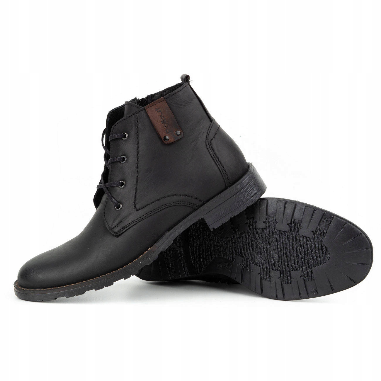 Buty męskie skórzane ocieplane C20F czarne 40 Rozmiar 40