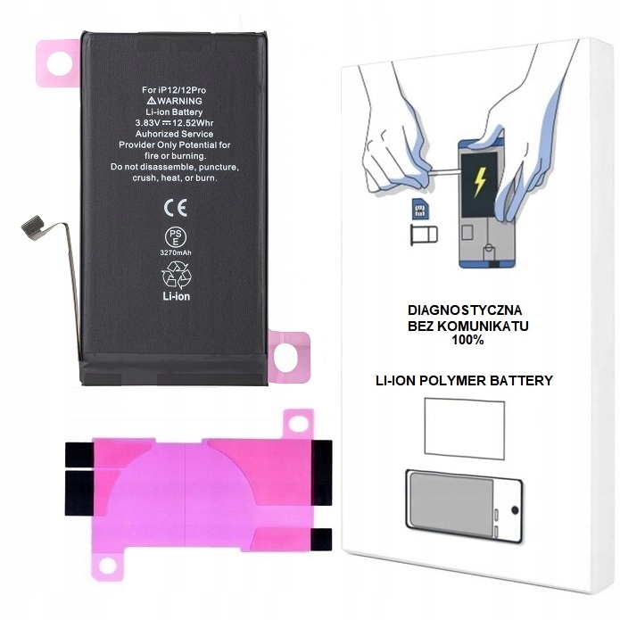 Bateria Do iPHONE 12 12 Pro 3300 mAh Bez Komunikatu Większa Pojemność