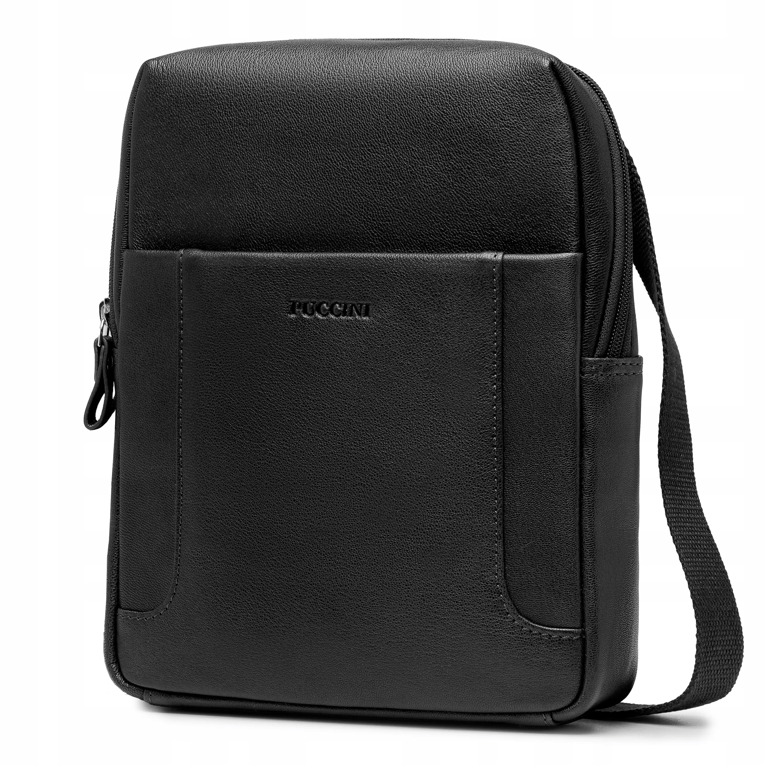 Torba Męska Skórzana Saszetka Na Pasku Na Ramię Czarna Puccini CO1924-1