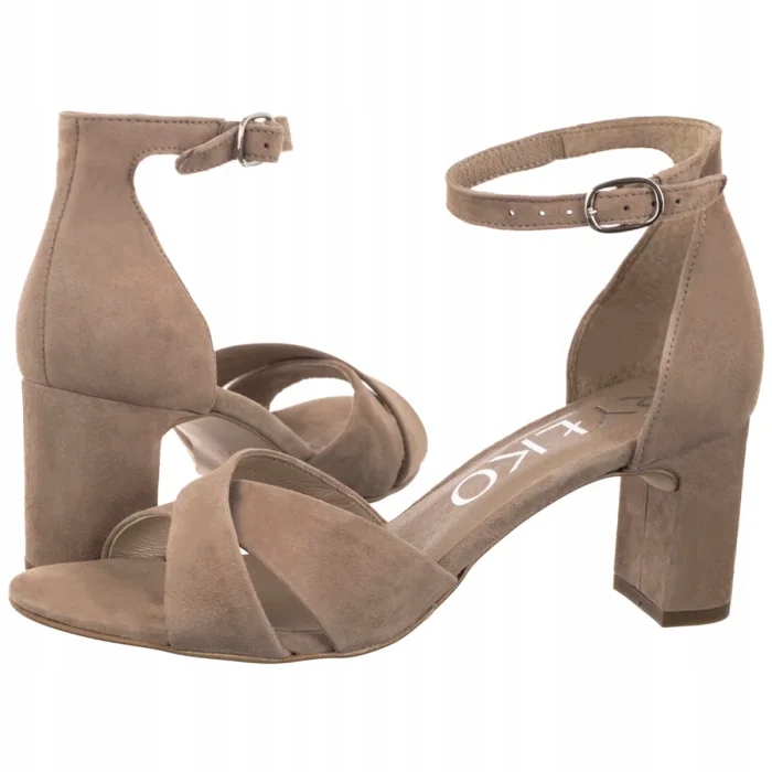 Boty Semišové Sandály Na Podpatku Dámské Ryłko Béžové 7NBM8_T8