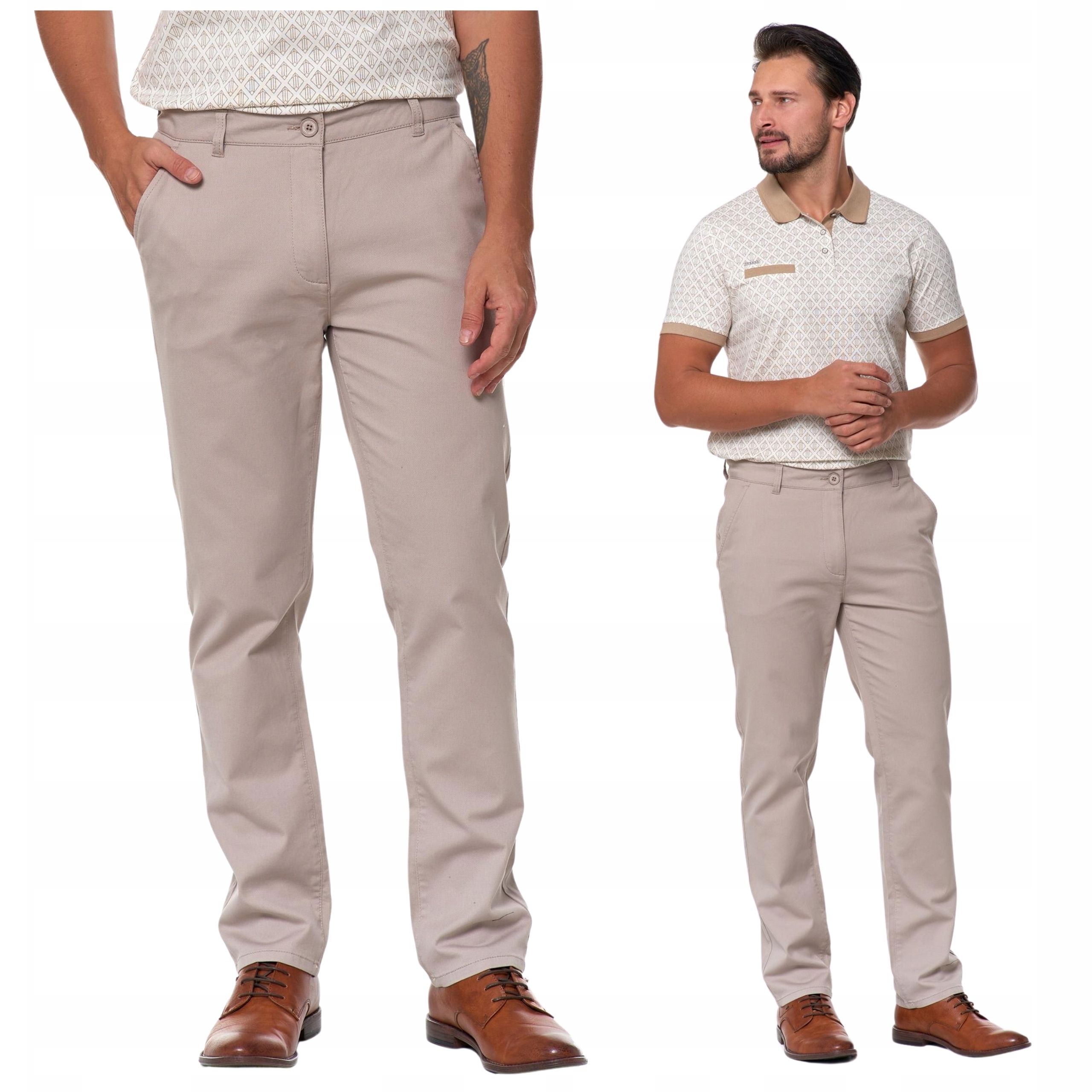 Pánské Kalhoty Elegantní Béžové Chinosy Nohavice Jednoduché Módní Moraj vel. 32