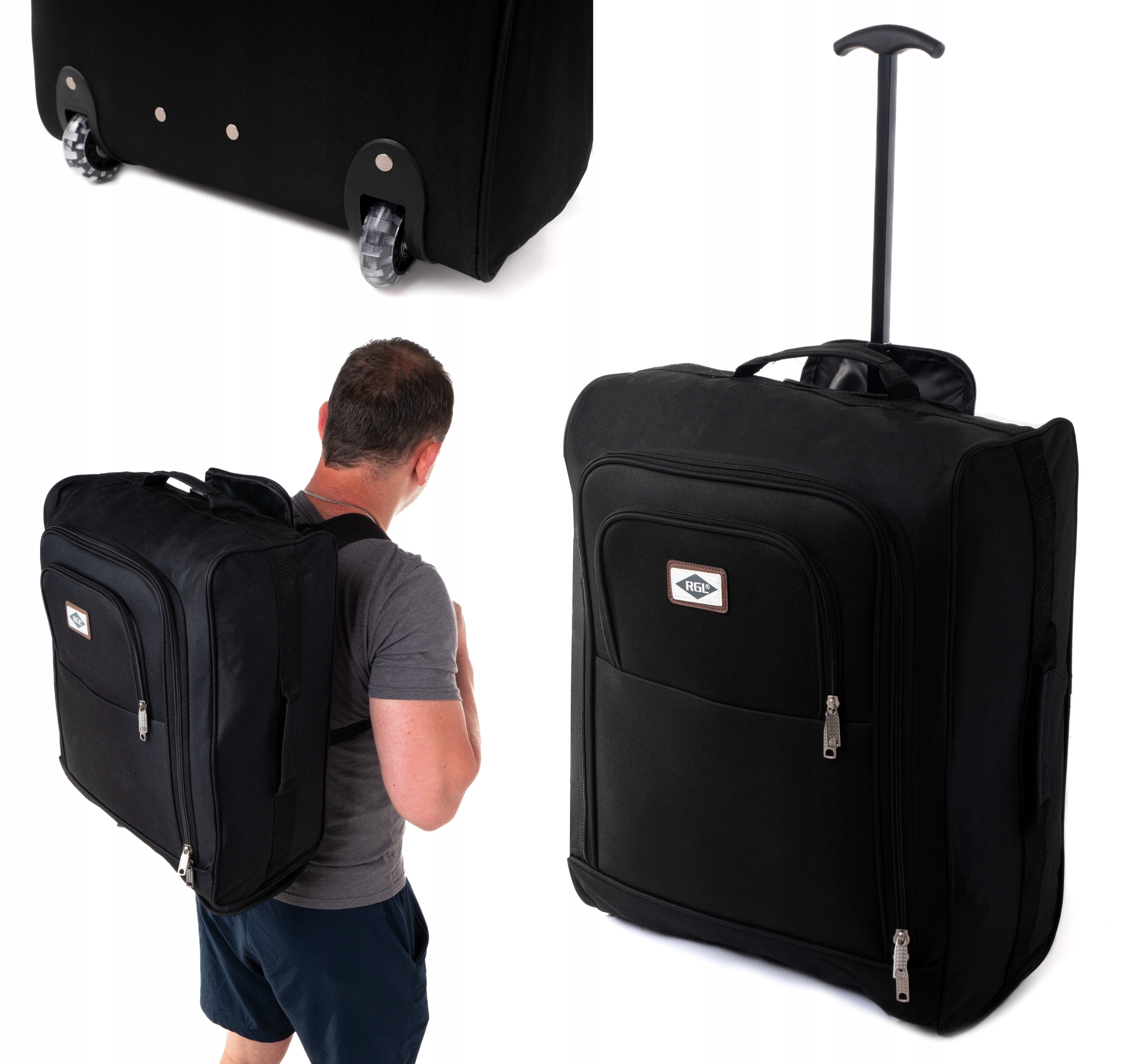 Plecak Na Kółkach Bagaż Podręczny 55x40x20 Plecako-walizka Rgl Czarny