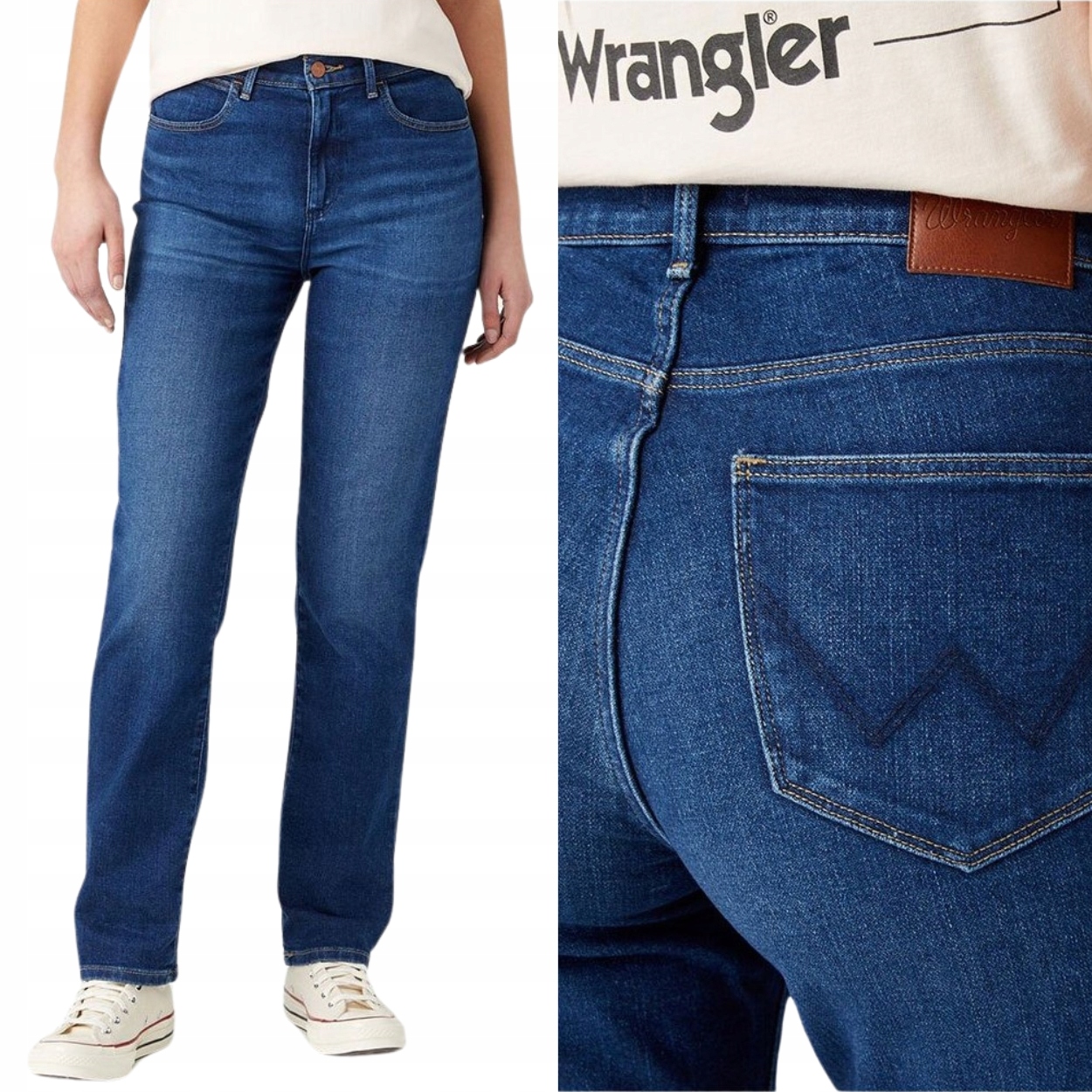 Wrangler Straight Dita vysoké jednoduché dámské džínové kalhoty W27 L32
