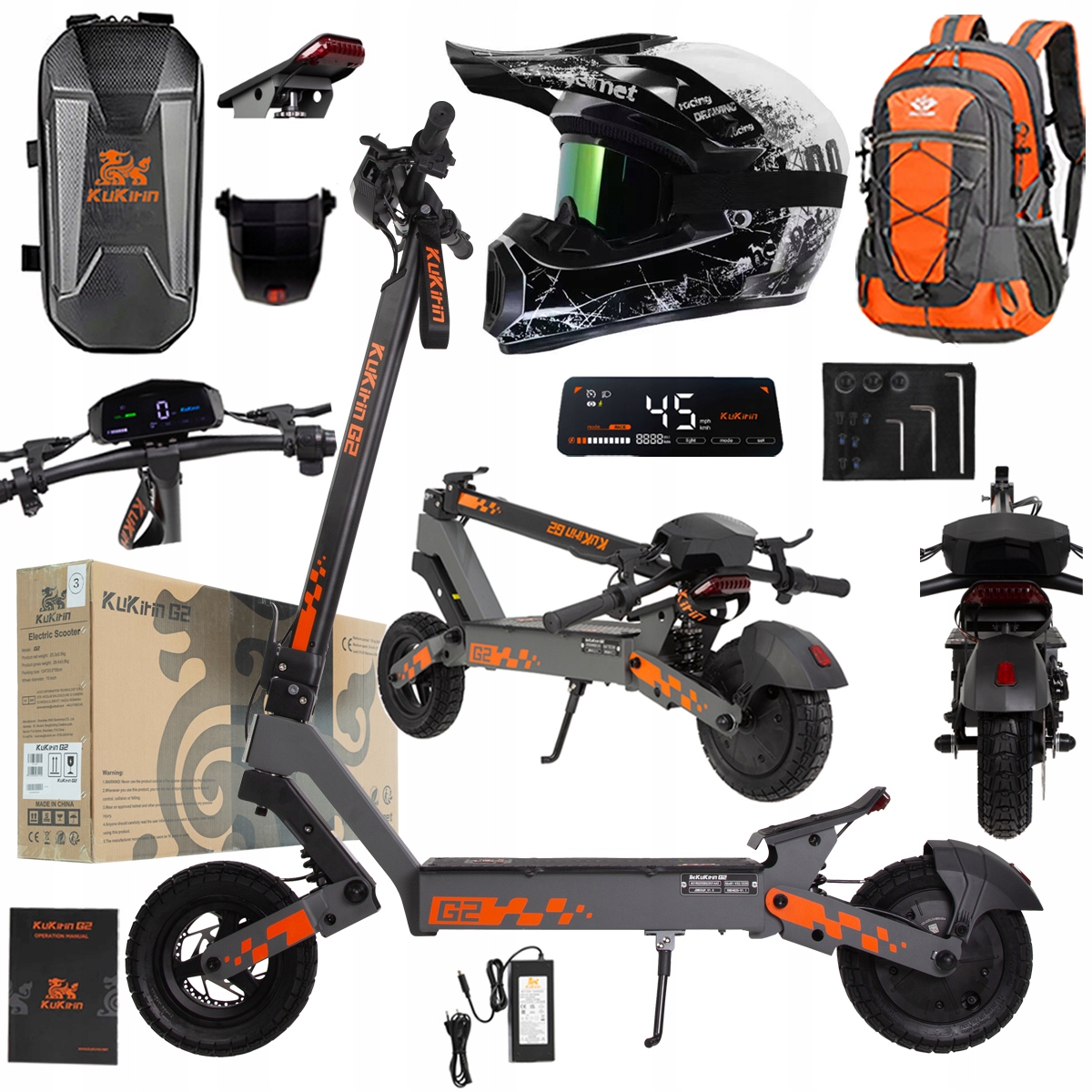 Kukirin G2 2026 Nové skládací elektrické vozidlo 1200W 45KM/H 15Ah 48V 10"