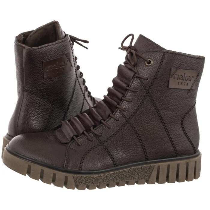Zimní kožené dámské boty Kotníkové Boty Rieker Y3421-26 Brown