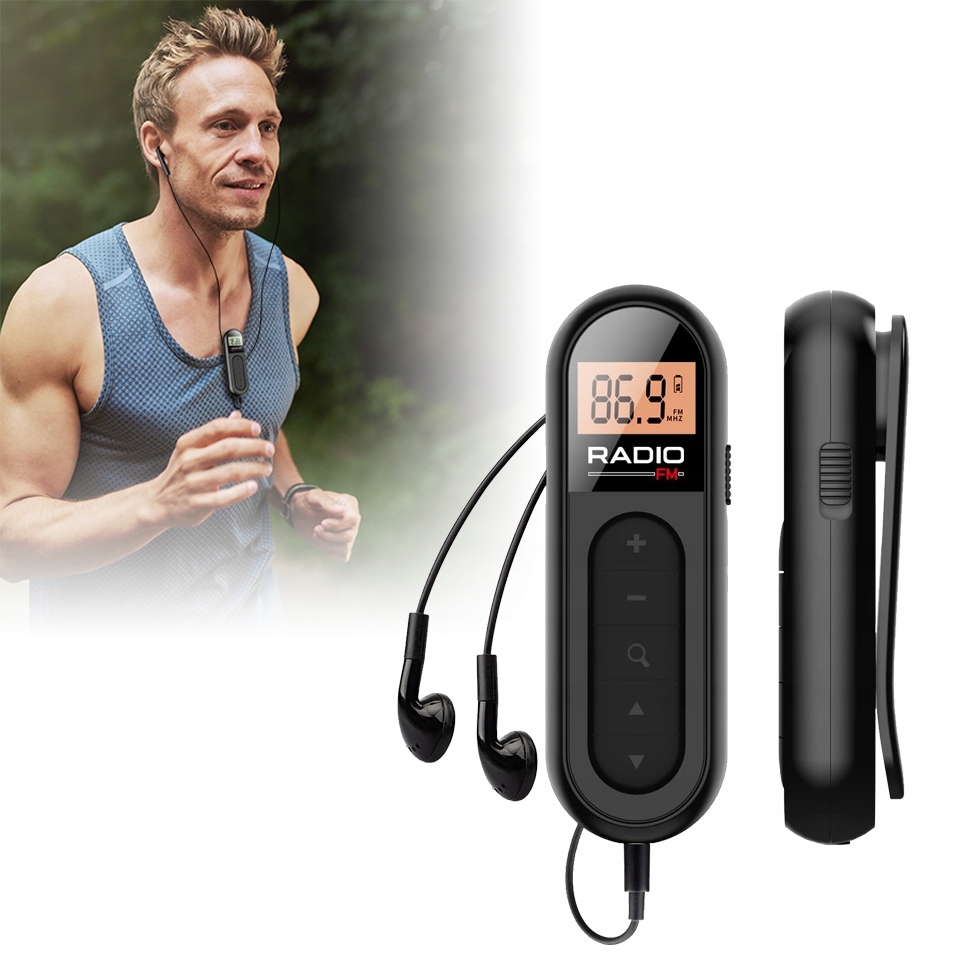 Miniradio AMT czarne akumulatorowe ze słuchawkami