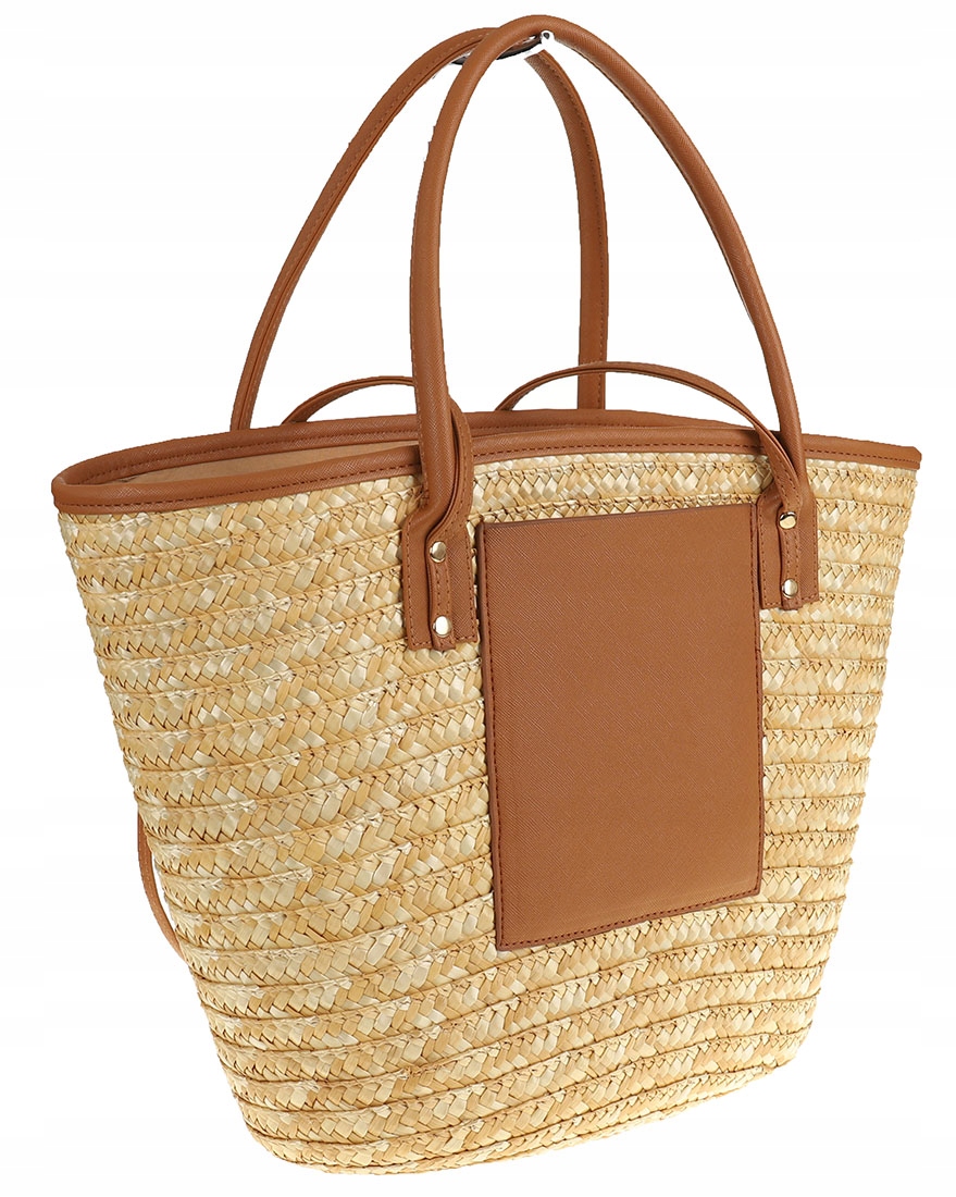 Elegancka Torebka Damska listonoszka koszyk słomiany kuferek 18041 Brown