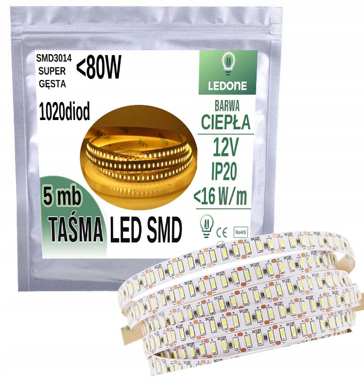 

Gęsta Taśma Led Premium 3014 IP20 1020d 5mb
