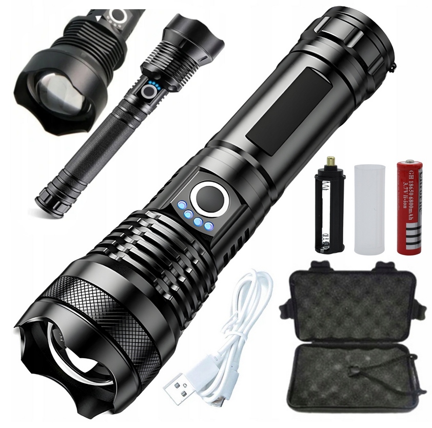 

Latarka Usb Led Mocna Taktyczna Zoom Akumulatorowa