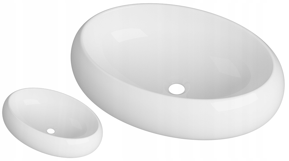 Biela Umývadlová Doska Oválna Keramická Kúpeľňová 61x41,5 Na Dosku Ovelo