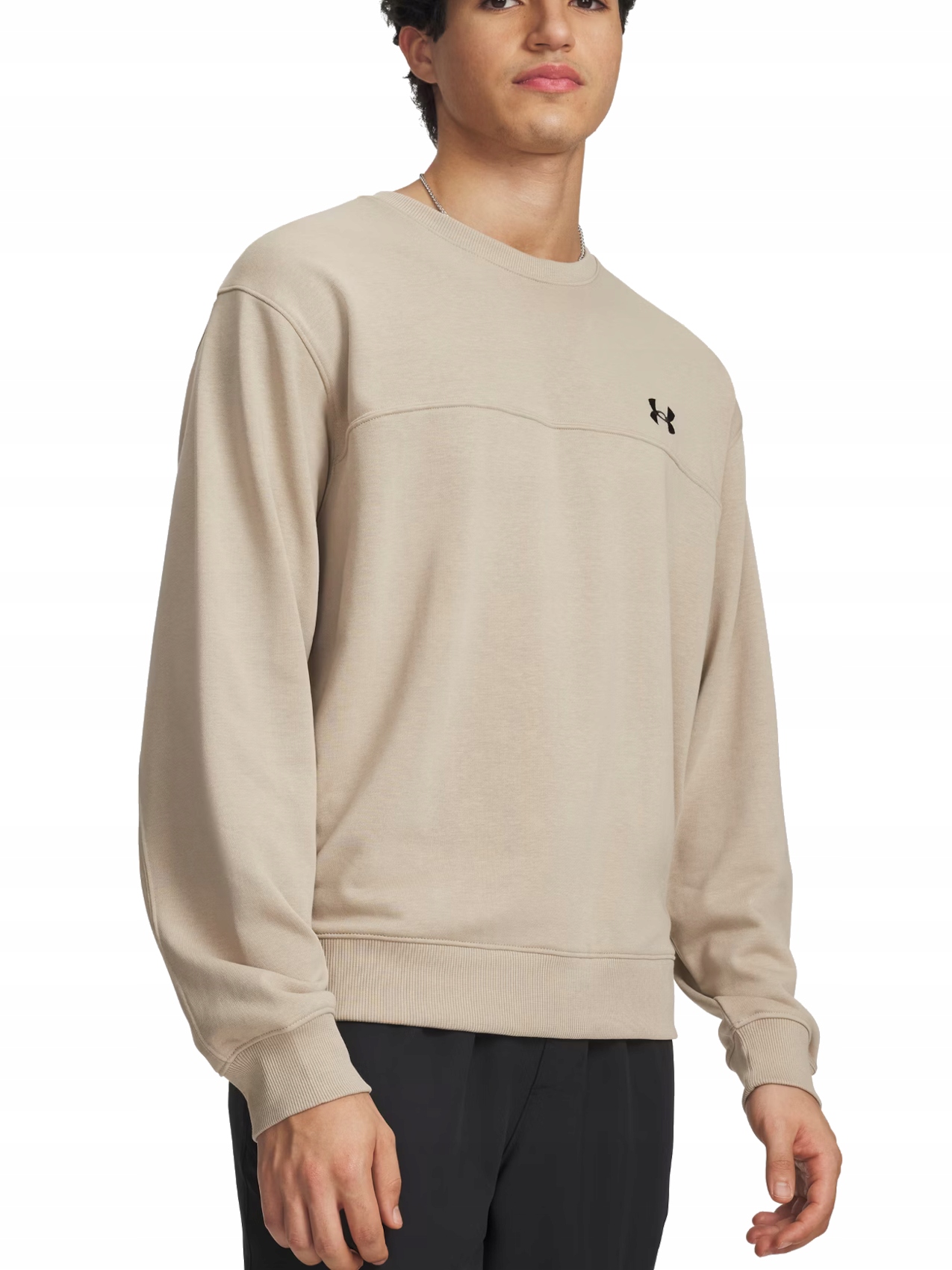 pánská mikina Under Armour Ua Rival bez kapuce 6009347-299 béžová tenká M
