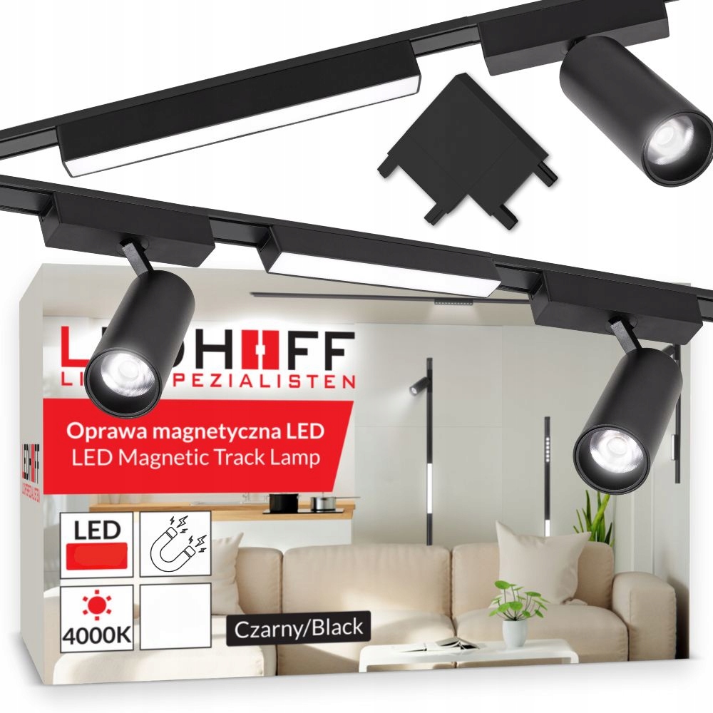 Magnetické koľajnicové osvetlenie Sada 2x Lišta 1m 5x Led reflektor lampa