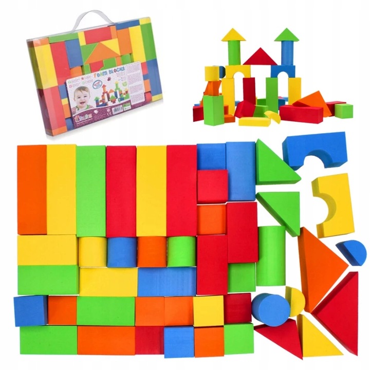 KLOCKI PIANKOWE PUZZLE KOLOROWE 46 ELEMENTÓW DLA BOBASA