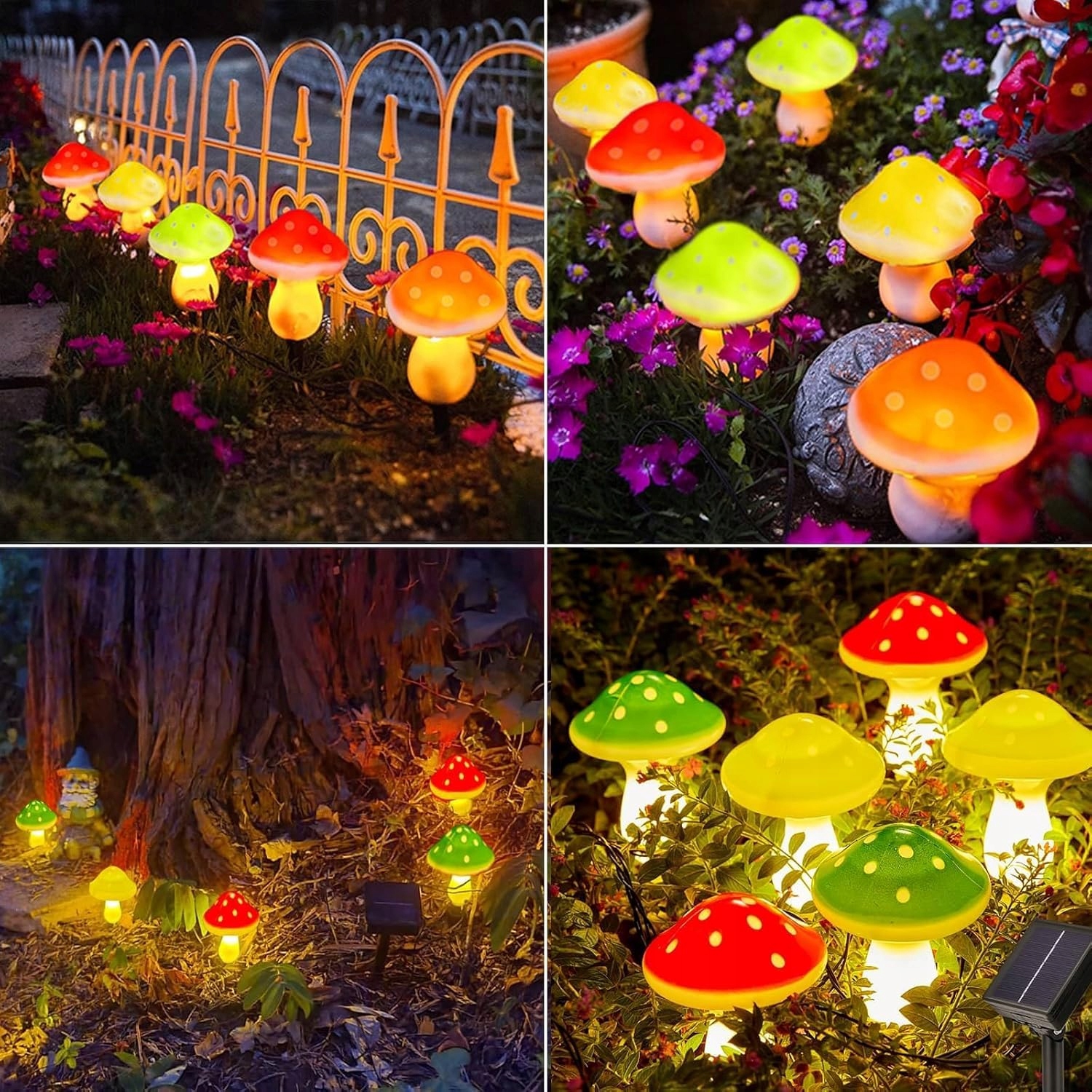 COZYMEOW Dekoracyjne Solary LED Grzyby 6 Sztuk Do Ogrodu Tarasu Balkonu — miniatura 7