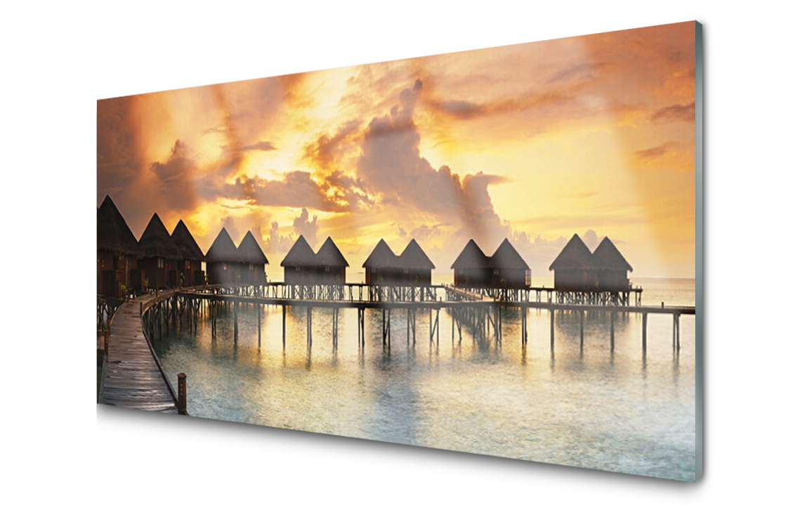 

Panel szklany dekor Morze Wakacje Domki 140x70