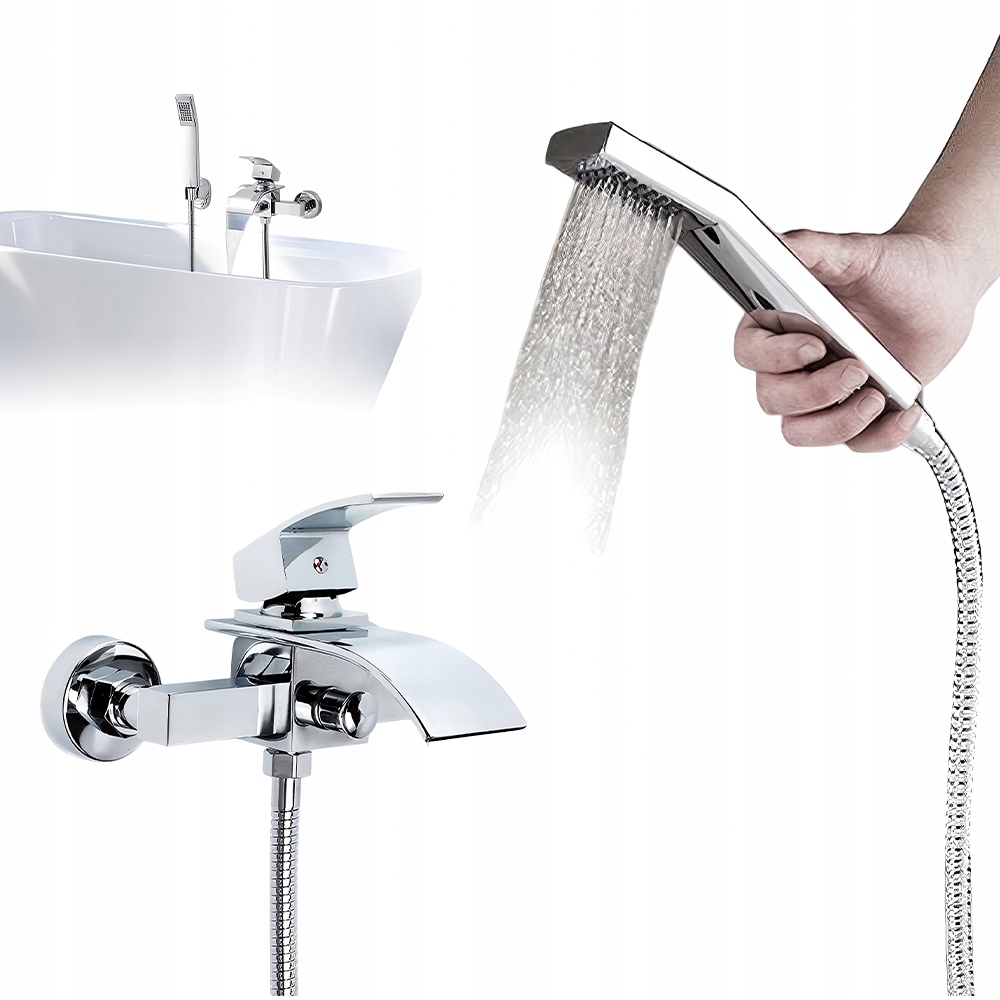 Sada Vanové Baterie Se Sprchou Sprchová Hlavice G1/2 DN15 Hadice Stříbrná Úchytka