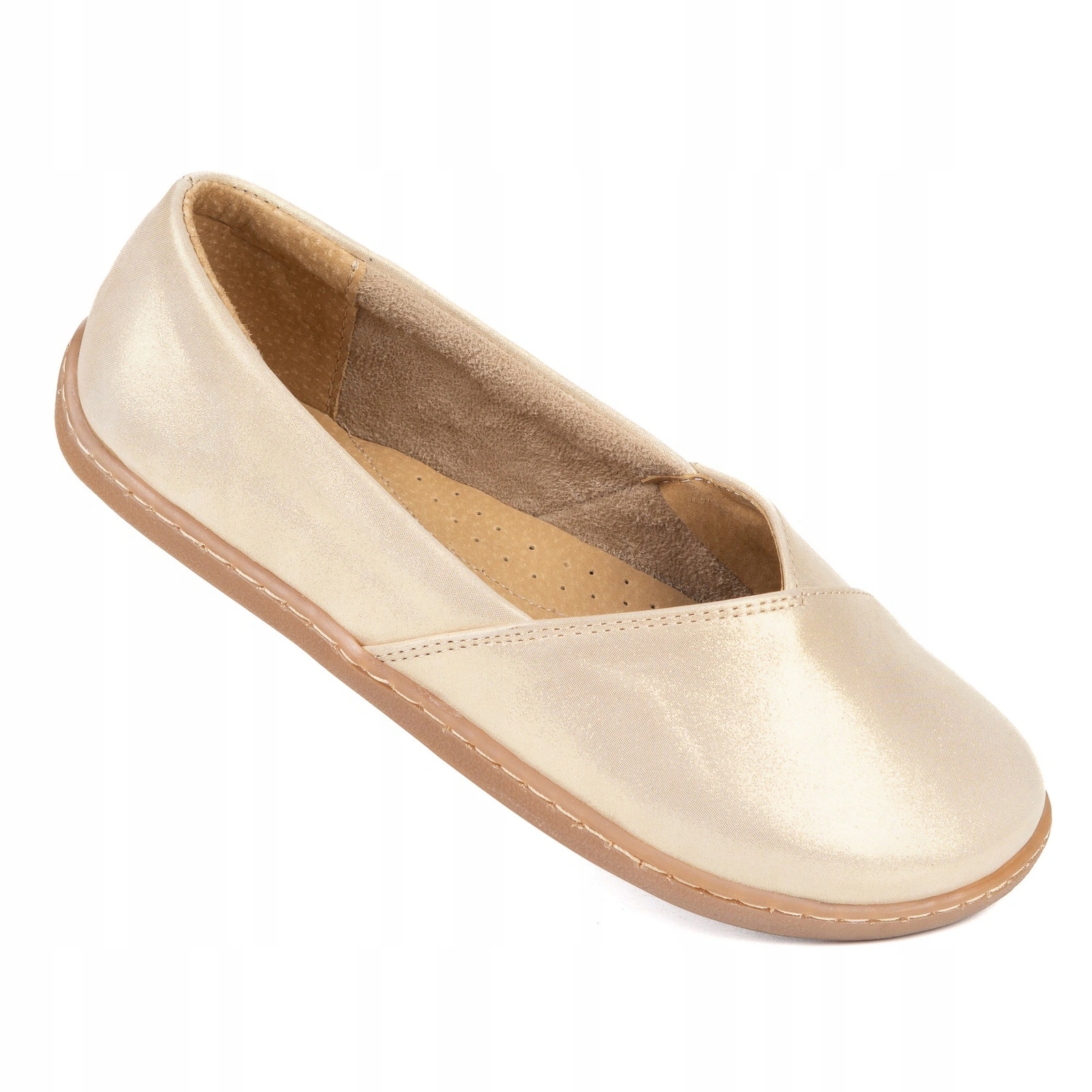 Kožené dámské barefoot baleríny na široké chodidlo Ease zlaté 36