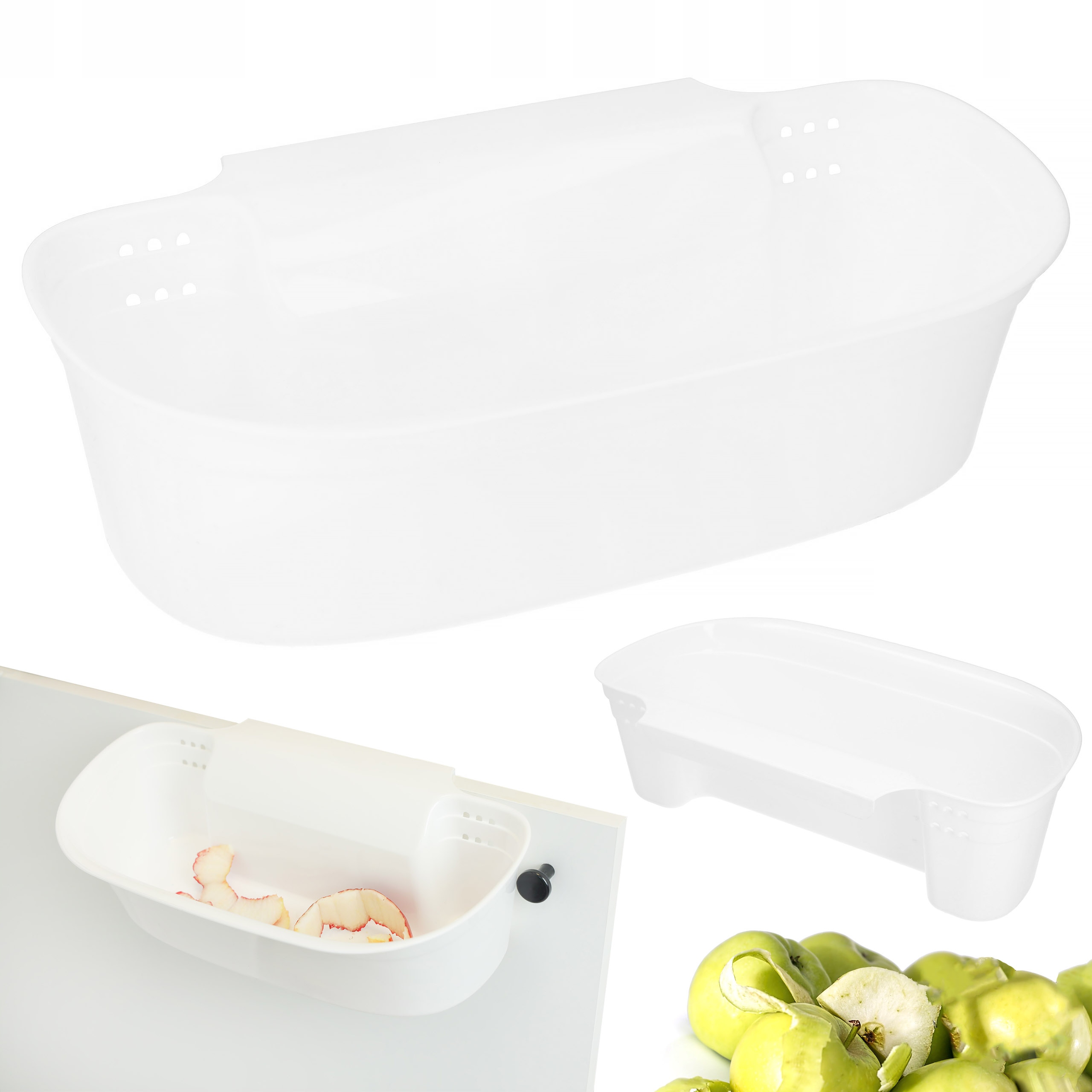 WISZĄCY KOSZ NA ODPADY obierki zawieszany biały