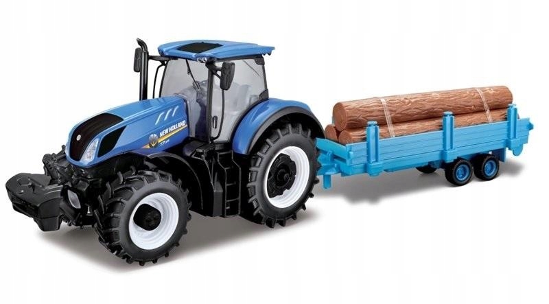 New Holland T7.315 S Přívěsem A Balíky Slámy