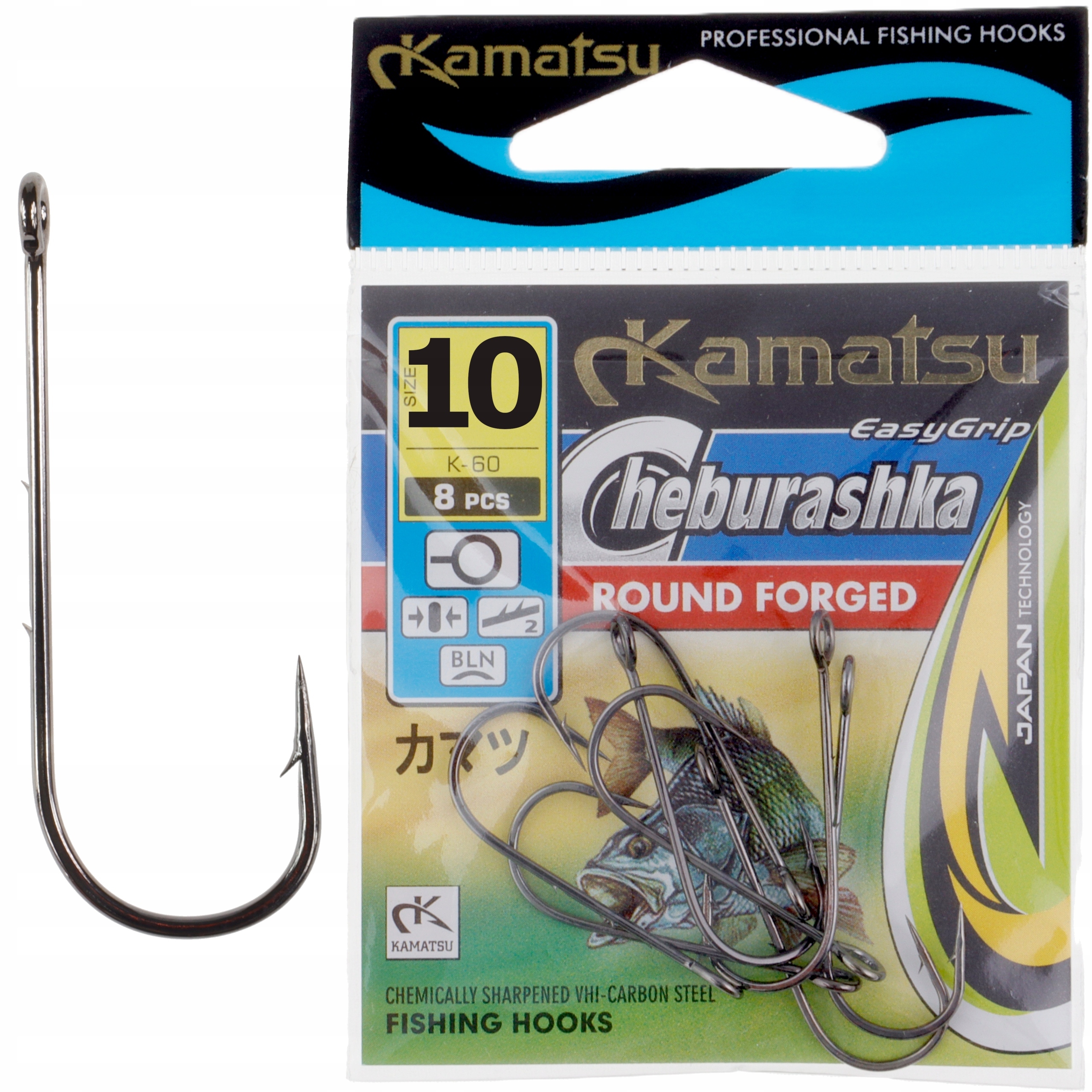 Haczyki Cheburashka Round Forged 10 Kamatsu 8 szt. z zadziorami na trzonku