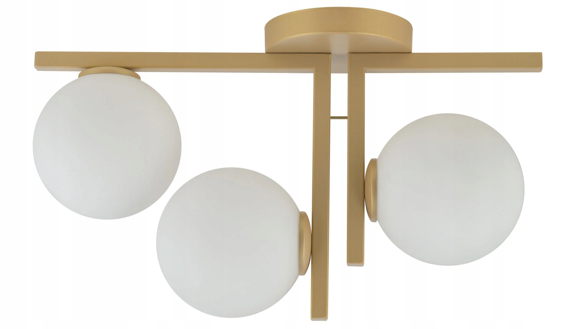 Zlatá ozdobná stropná lampa 3 sklenené biele gule do spálne a obývačky Sigma