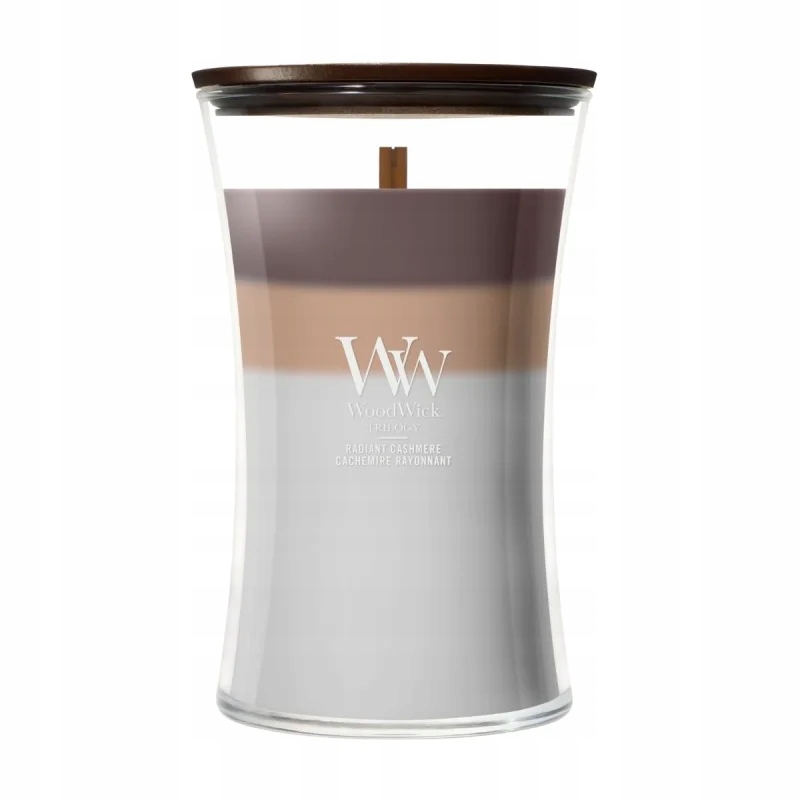 WoodWick Radiant Cashmere – velká vonná svíčka Trilogy 610 g