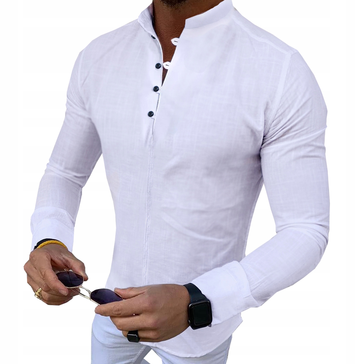 Pánská košile stojáček Svatba Svatební Hostina Casual Bavlněná