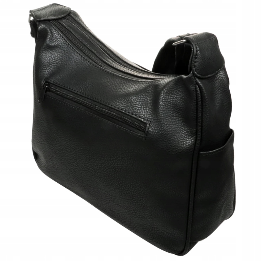 TOREBKA DAMSKA POJEMNA TORBA NA RAMIĘ KIESZONKI CZARNA SKÓRA VELLUGGIO Materiał dominujący skóra ekologiczna