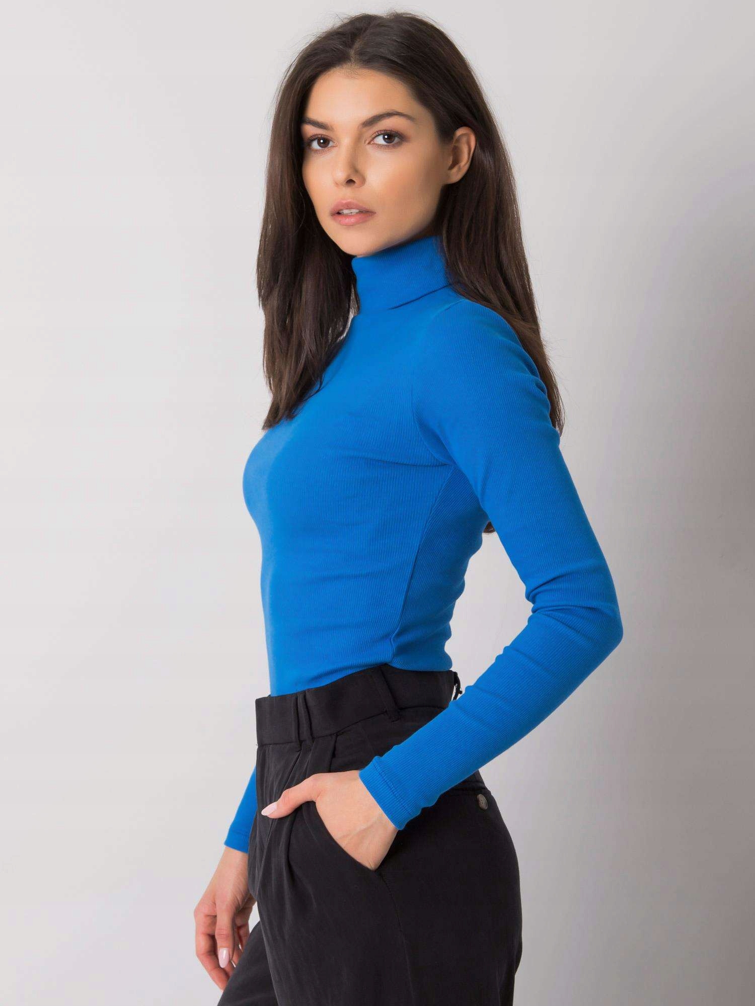 DAMSKI GOLF PRĄŻKOWANY BAWEŁNA KOBIECY SWETER L/XL Kolor niebieski