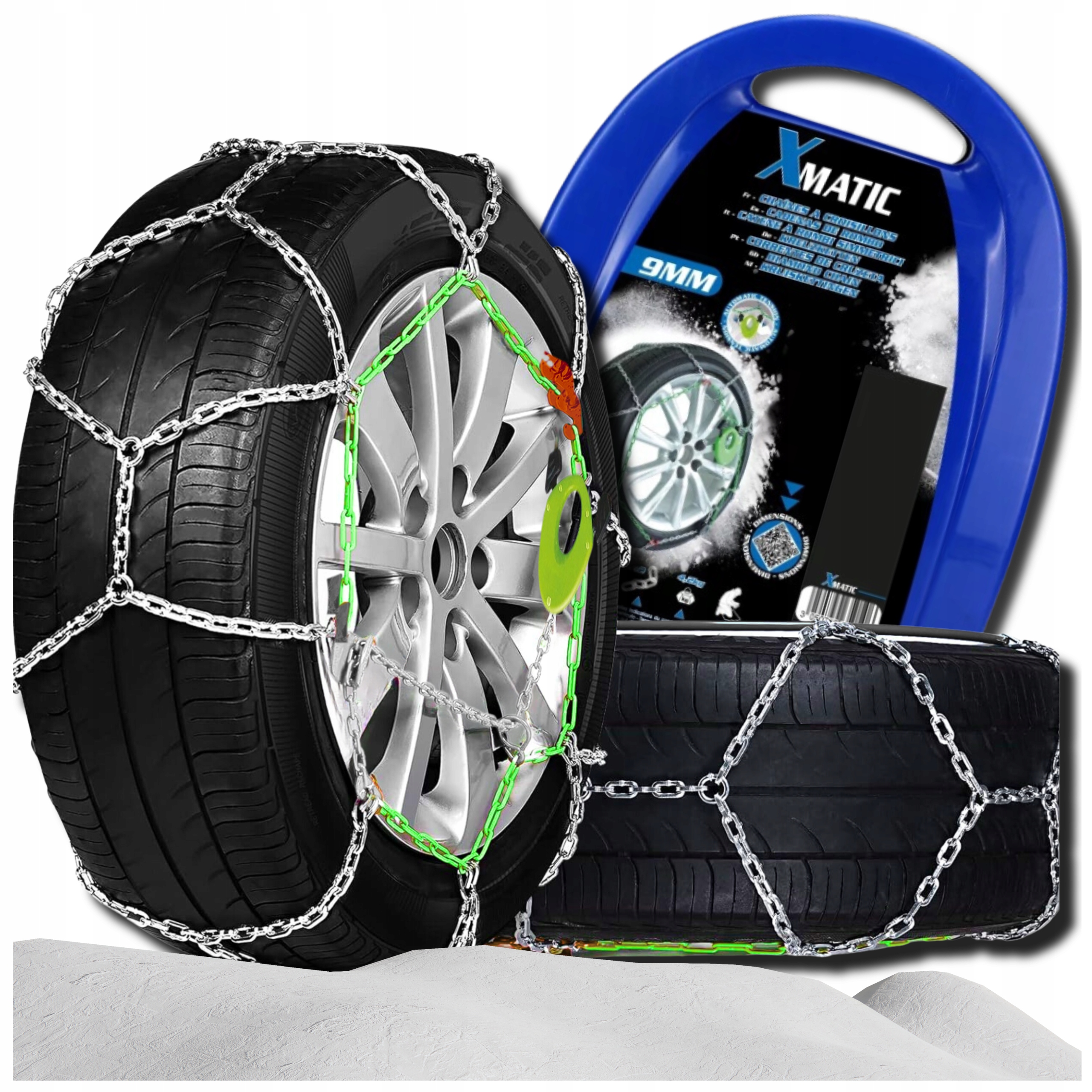 ŁAŃCUCHY ŚNIEGOWE KN140 NA KOŁA GreenValey 9mm 140 SAMONAPINAJĄCE 245/45R20