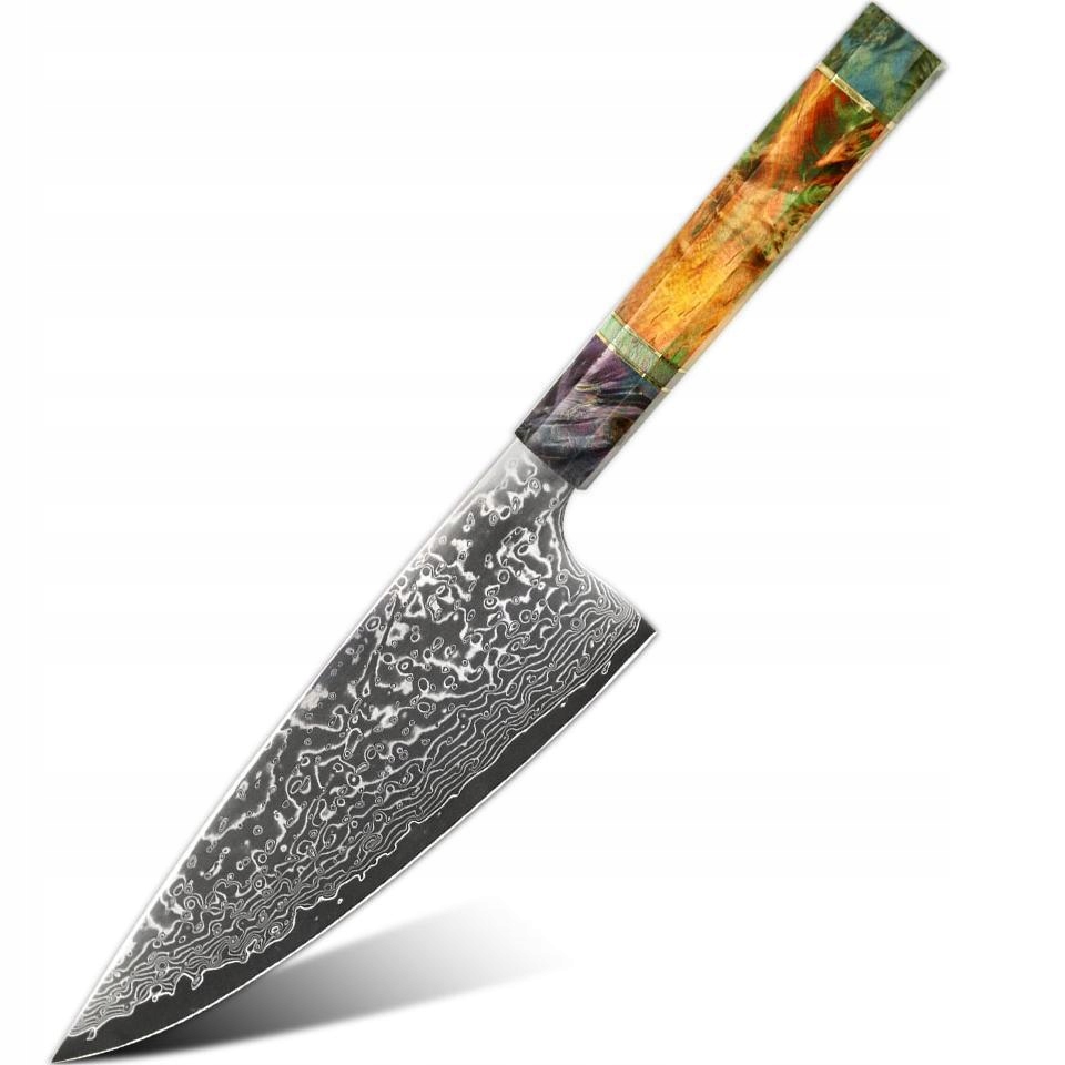 Damaškový kuchynský nôž Yorokobi Fat Gyuto/Multifarebná KP-37569