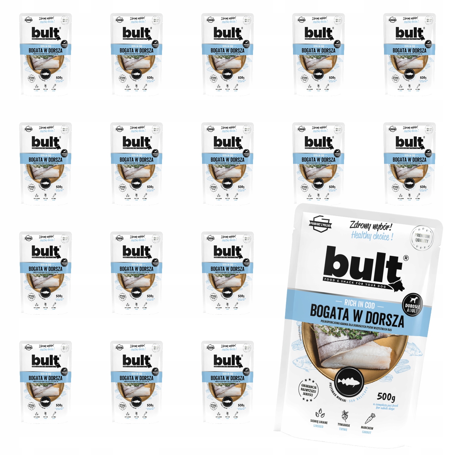 Levně Vlhké Krmivo Pro Psa Bult Sáček Mletá Bohatá Na Tresku Set 20x500G