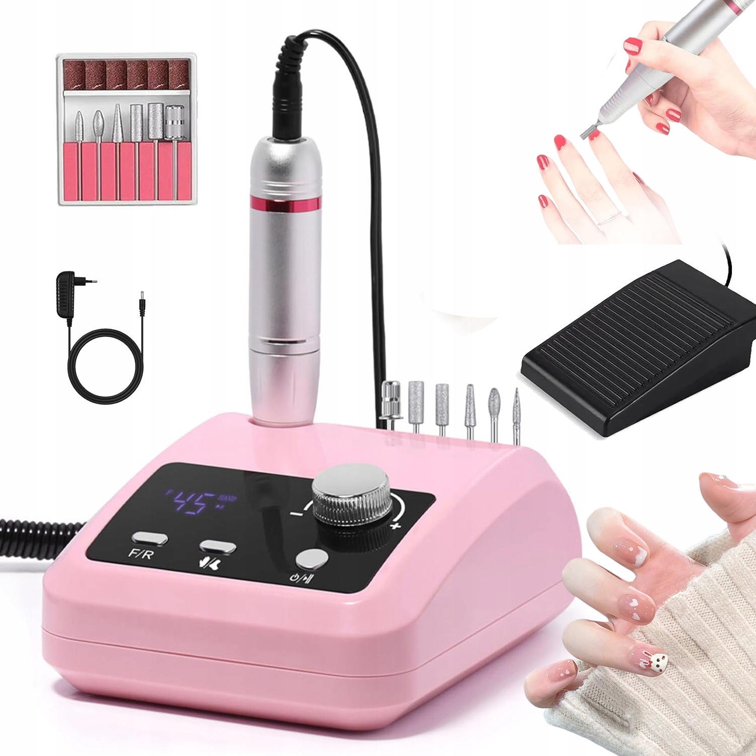 Profesionální Elektrický Pilník S Nastavitelnou Rychlostí A LCD Displejem