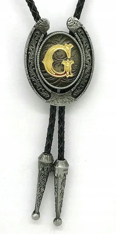 Kravata country western bolo podkova s iniciálou G gregorz grażyna gienek