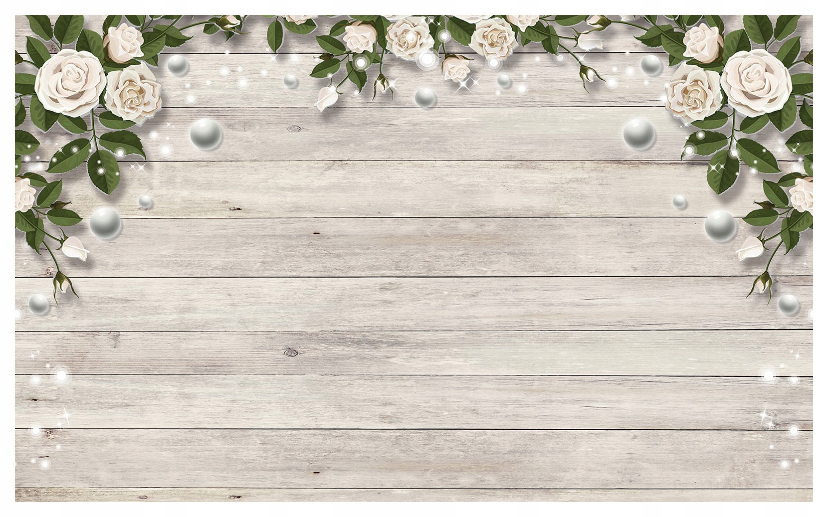 Fototapeta Bílé růže sféry jiskry na dřevěném pozadí 200x140 lepidlo