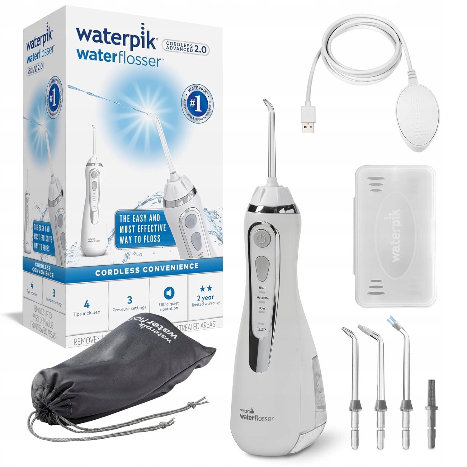 Bezprzewodowy Irygator Do Czyszczenia Zębów Waterpik WP-580EU 4 Koncówki