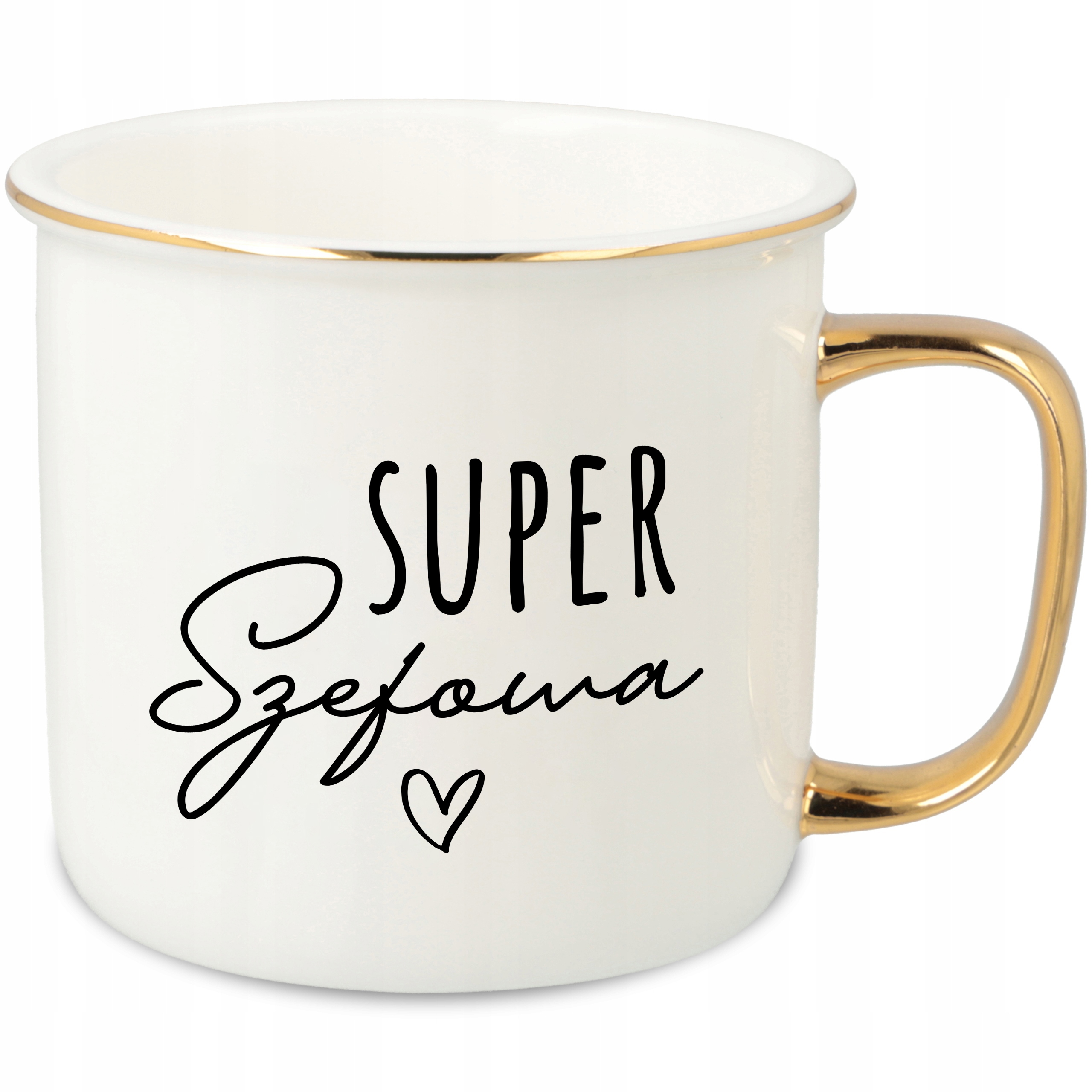 Hrnek Ucho Forma Zlatý Porcelánový Retro 280ML Dárek Pro Šéfkuchařku Wz